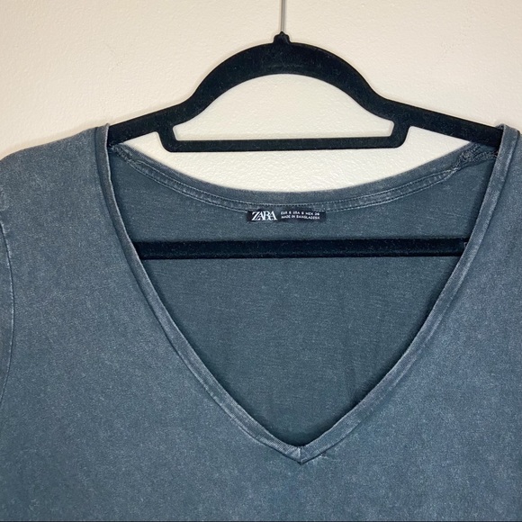 DARK GRAY ZARA CROPPED TIE TSHIRT - Picture 2 of 4